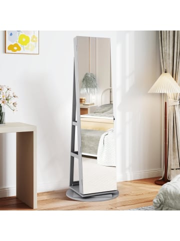 COSTWAY Schmuckschrank 3 in 1 drehbar in Grau