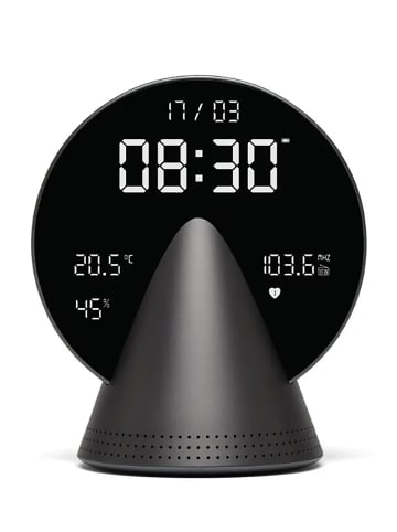 Lexon Radio-Wecker Conic Clock Platingrau Schwarz / Anthrazit