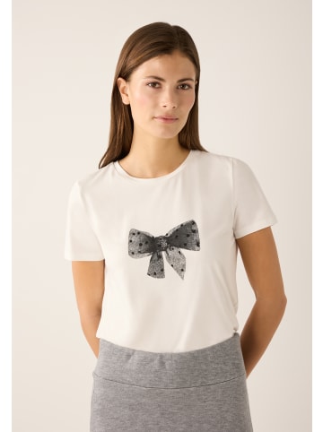 More & More süßes Kurzarmshirt Frontprint in off white