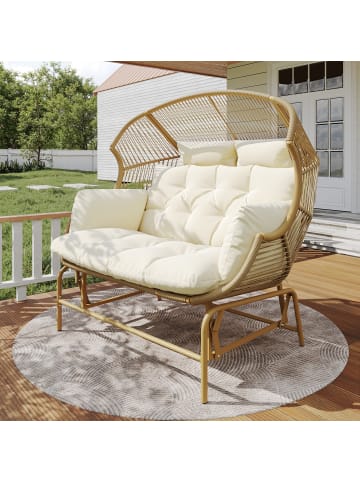 ABRIHOME Garten Hängesessel in Braun für 2 Personen mit Gestell für Terrasse