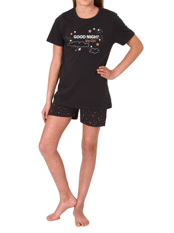 NORMANN Shorty Pyjama kurzarm SternchenDesign - 74261 in dunkelgrau