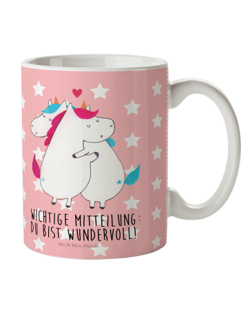 Mr. & Mrs. Panda Kinderbecher Einhorn Mitteilung mit Spruch in Rot Pastell