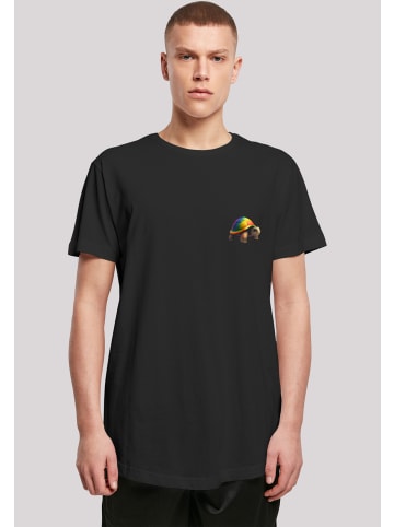 F4NT4STIC Long Cut T-Shirt Rainbow Turtle LONG TEE in schwarz