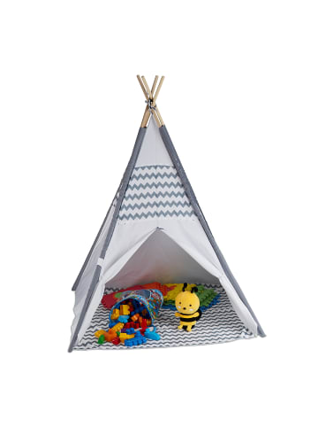 relaxdays Tipi Zelt in Grau-Weiß