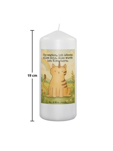 Mr. & Mrs. Panda Wachskerze Einhorn Katze Design mit Spruch in Weiß