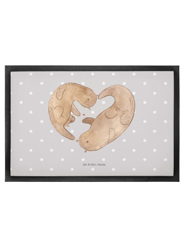 Mr. & Mrs. Panda Gummimatte Otter Herz ohne Spruch in Grau Pastell