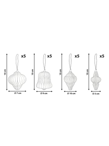 Beliani 20er-Set Weihnachtsbaumkugeln MALSELVA in Bunt