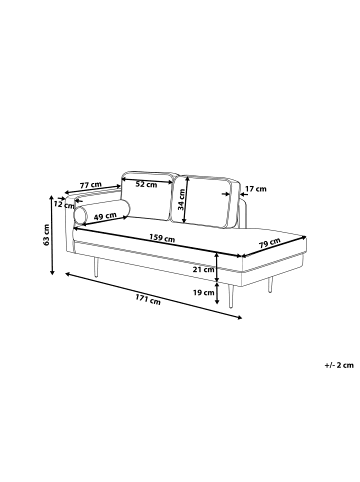 Beliani Chaiselongue MIRAMAS in Beige/Gold - (W) 171 x (H) 63 x (L) 79 cm