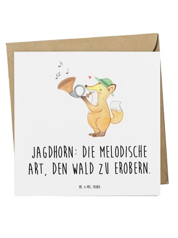 Mr. & Mrs. Panda Deluxe Karte Jagdhorn Magie mit Spruch in Weiß
