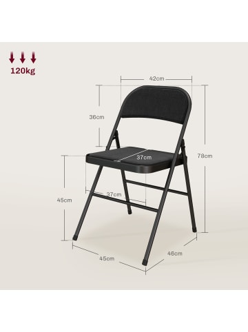 HOMCOM Klappstuhl in Dunkelgrau 46L x 45B x 78H cm
