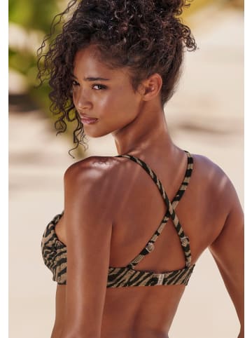 Bruno Banani Bügel-Bandeau-Bikini in schwarz-gold