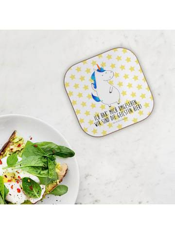 Mr. & Mrs. Panda Untersetzer für Gläser Einhorn Mann mit Spruch in Weiß