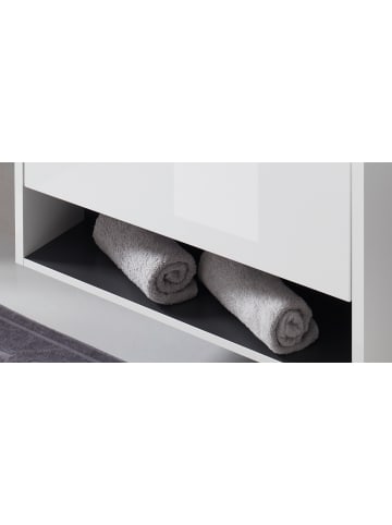 Furn.Design Waschbeckenunterschrank weiß Hochglanz 80 cm hängend, Waschtisch mit Waschbecken