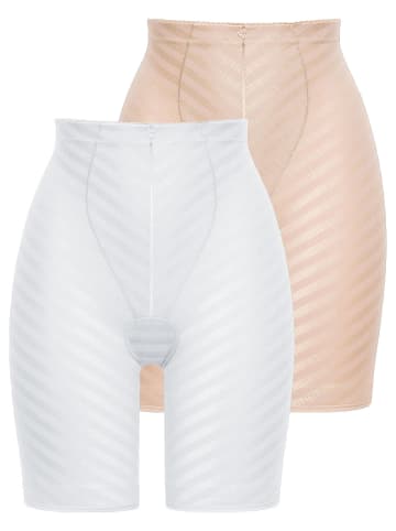 Felina 2er Pack Langbein Miederhose in sand weiss