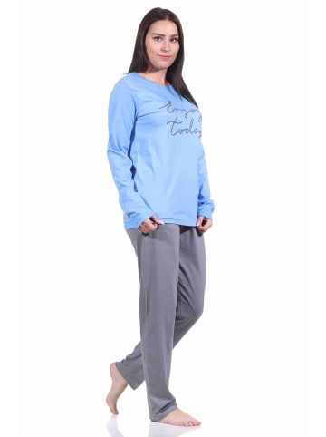 NORMANN Pyjama Schlafanzug lang - 70735 in blau