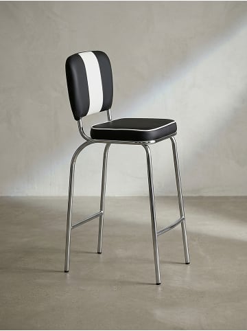 KADIMA DESIGN American Retro Barstuhl: Kunstleder, Chromfuß, 110 kg Belastbarkeit in Schwarz