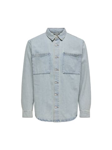 Only&Sons Langarmhemd in Light Blue Denim