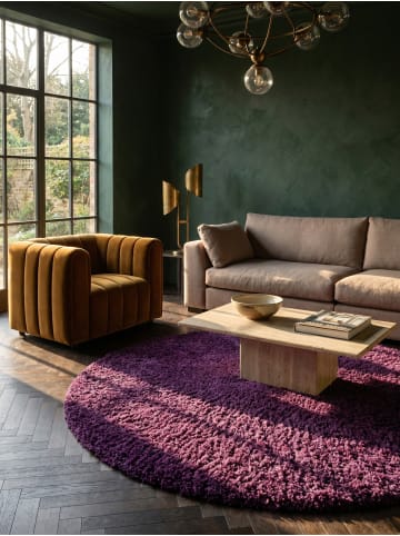 KADIMA DESIGN Teppich Hochflor Shaggy Waschbar Einfarbig RHEIN Strapazierfähig in Violett
