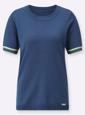 WITT WEIDEN Rundhals-Pullover in jeansblau-weiß-geringelt