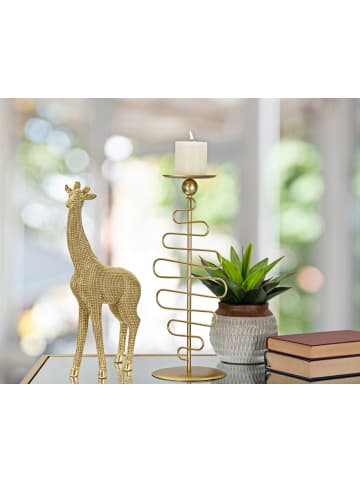 Mauro Ferretti Giraffenstatue aus goldenem Kunstharz, 19,8 x 8 x 40 cm