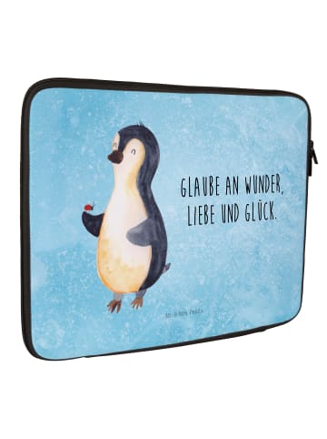 Mr. & Mrs. Panda Notebook Tasche Pinguin Marienkäfer mit Spruch in Eisblau
