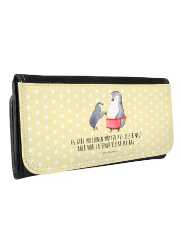 Mr. & Mrs. Panda Damen Portemonnaie Pinguin mit Kind mit Spruch in Gelb Pastell