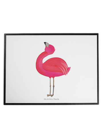 Mr. & Mrs. Panda Schreibtischunterlage Flamingo Stolz ohne Spruch in Weiß