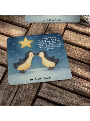 Mr. & Mrs. Panda Tassenuntersetzer Pinguin Liebe Design mit Spruch in Weiß