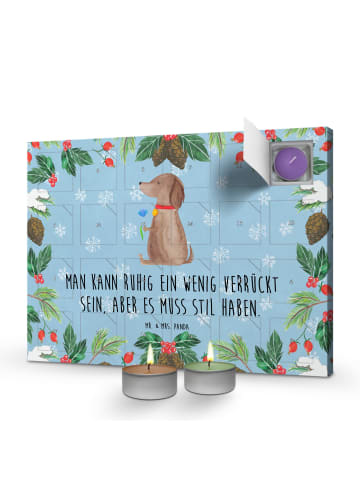 Mr. & Mrs. Panda Duftkerzen Adventskalender Hund Blume mit Spruch in Eisblau