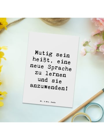 Mr. & Mrs. Panda Postkarte Spruch Sprachen Lernen und Anwenden m... in Weiß