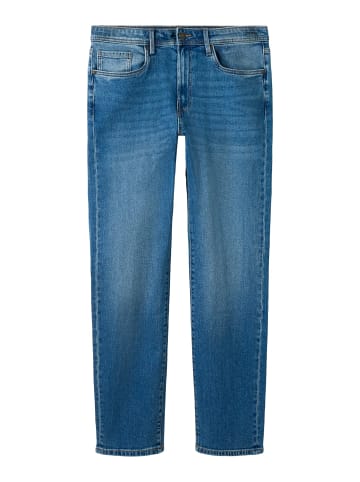 TWO SOON Tapered Fit Jeans in Medium Blue Denim