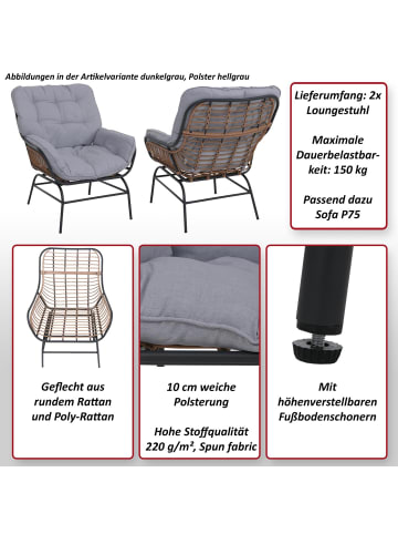 MCW 2xLoungestuhl P75, Hellgrau, Polster beige