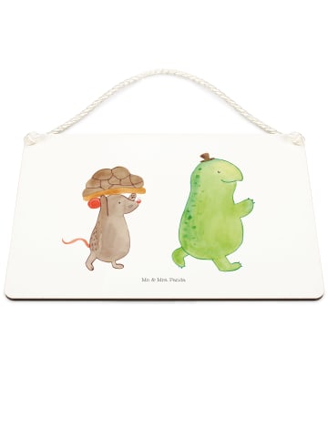 Mr. & Mrs. Panda Schild Schildkröte Maus ohne Spruch in Weiß