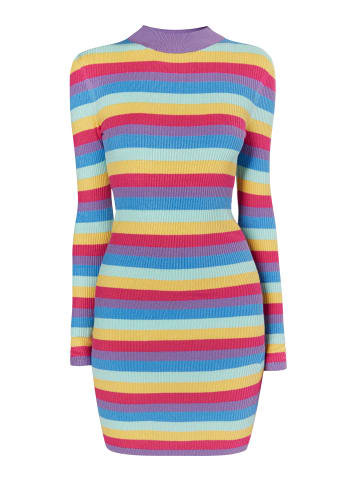 myMo Damen Strickkleid in Violett Mehrfarbig