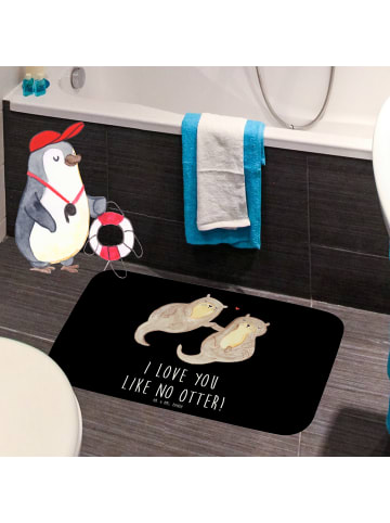 Mr. & Mrs. Panda Badteppich Otter Hände halten mit Spruch in Schwarz