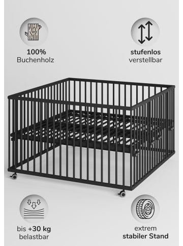 Sämann Sämann Laufgitter mit Matratze SleepPlus & Lattenrost - Black Edition - Premium