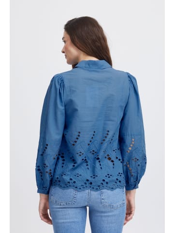 PULZ Jeans Langarmbluse PZKARLA Blouse 50207838 Leichte Bluse mit Lochmuster in Blau