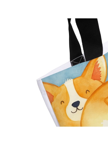 Mr. & Mrs. Panda Tote Bag Corgi Po Design mit Spruch in Weiß