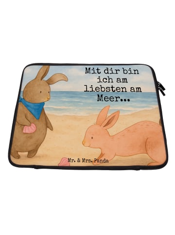 Mr. & Mrs. Panda Laptop Tasche Hasen Muschel Design mit Spruch in Weiß