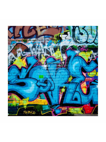 WALLART Vinyl-Teppich - Colours of Graffiti in Blau