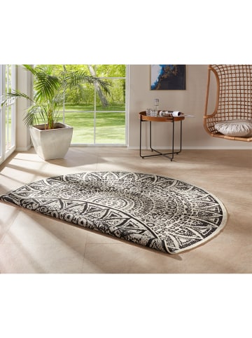 Teppich Boss In- und Outdoor Wendeteppich Rund Lilja schwarz creme