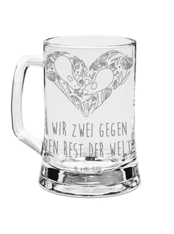Mr. & Mrs. Panda Glaskrug Mäuse Herz mit Spruch in Transparent