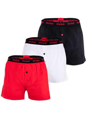 HUGO Web-Boxershorts 3er Pack in Schwarz/Rot/Weiß