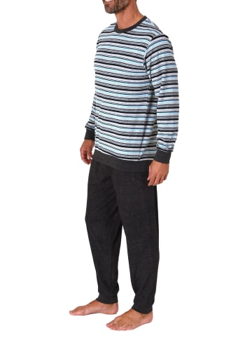 NORMANN langarm Frottee Schlafanzug Pyjama Bündchen - 82256 in hellblau