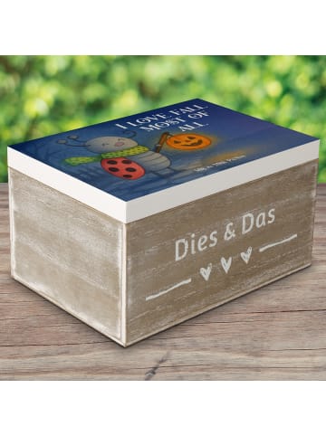 Mr. & Mrs. Panda Holzkiste Smörle Laterne Design mit Spruch in Weiß