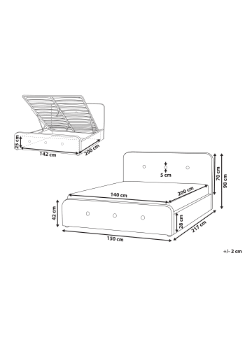 Beliani 2-tlg Doppelbett RENNES in Beige/Schwarz