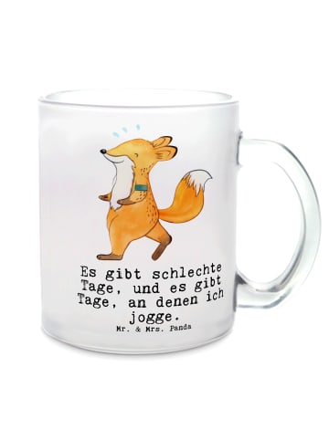 Mr. & Mrs. Panda Trinkglas Fuchs Joggen mit Spruch in Transparent