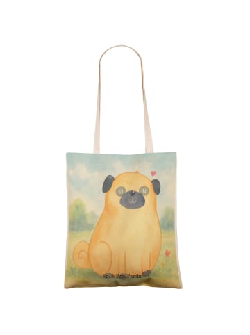 Mr. & Mrs. Panda Stofftragetasche Mops Design ohne Spruch in Weiß