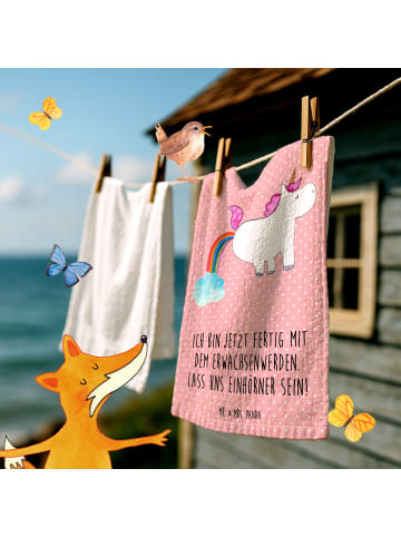 Mr. & Mrs. Panda Handtuch Einhorn Pupsen mit Spruch in Rot Pastell