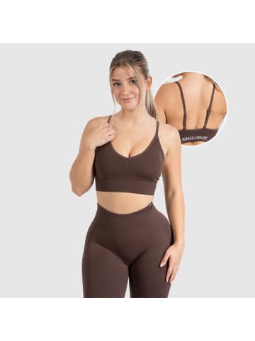 SMILODOX Sport BH Maria Solid Scrunch in Dunkelbraun